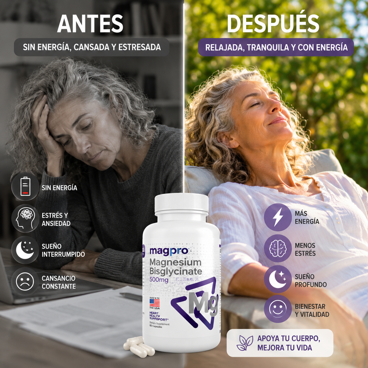 Bisglicinato de Magnesio Americano-Vuelve a Dormir Mejor