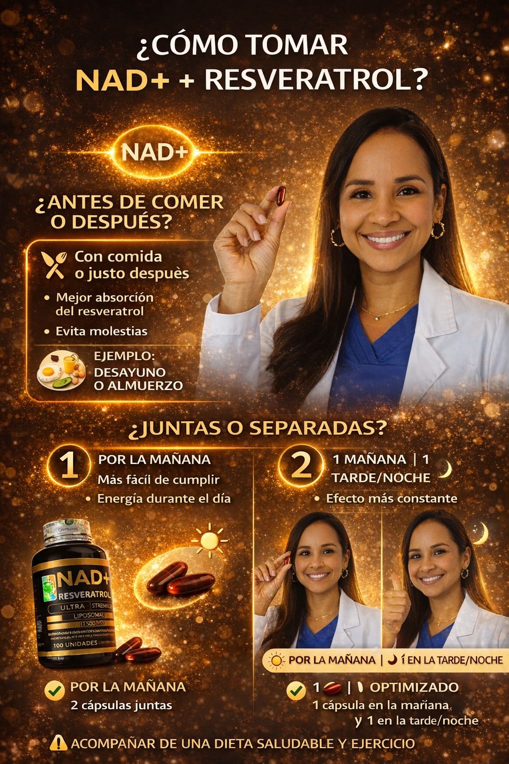 Combo (NAD+ RESVERATROL- COMBATE EL ENVEJECIMIENTO + 1 Resveratrol)